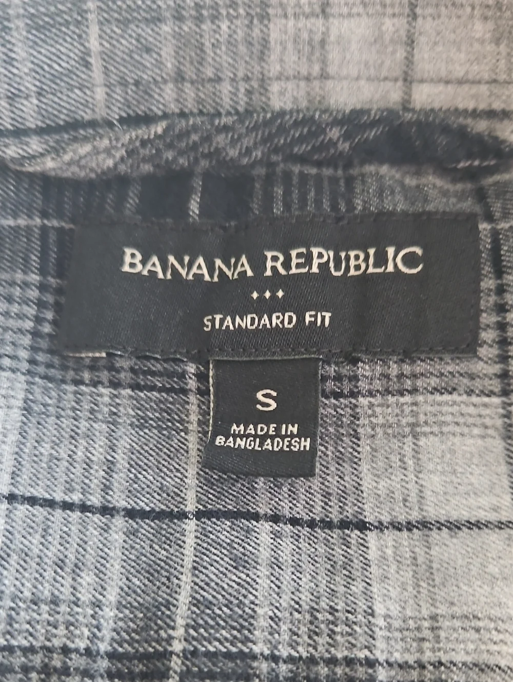 Banana Republic, Men's Blue Gray Plaid Button-Up Shirt